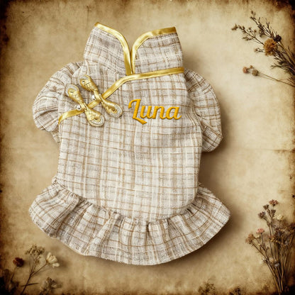 Robe élégante personnalisée pour animaux de compagnie avec nom brodé | inCloth09