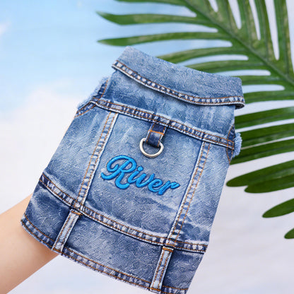 Personalisierte bestickte Haustier-Jeansweste mit Namen | inCloth63