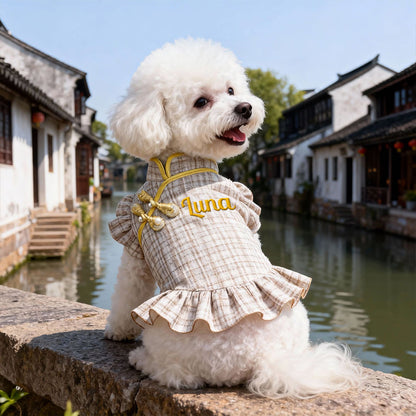 Robe élégante personnalisée pour animaux de compagnie avec nom brodé | inCloth09